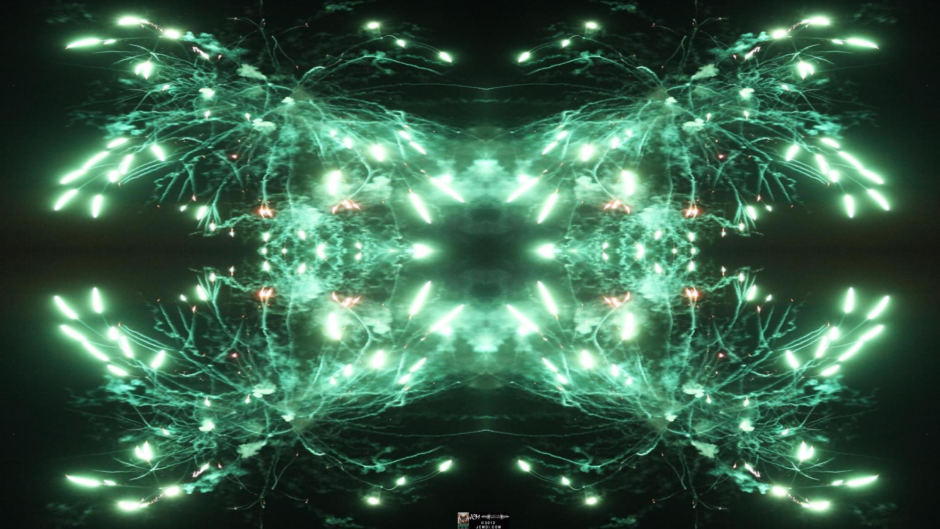 Quadroscopic art made from a digital image of fireworks taken in Castaic, California.